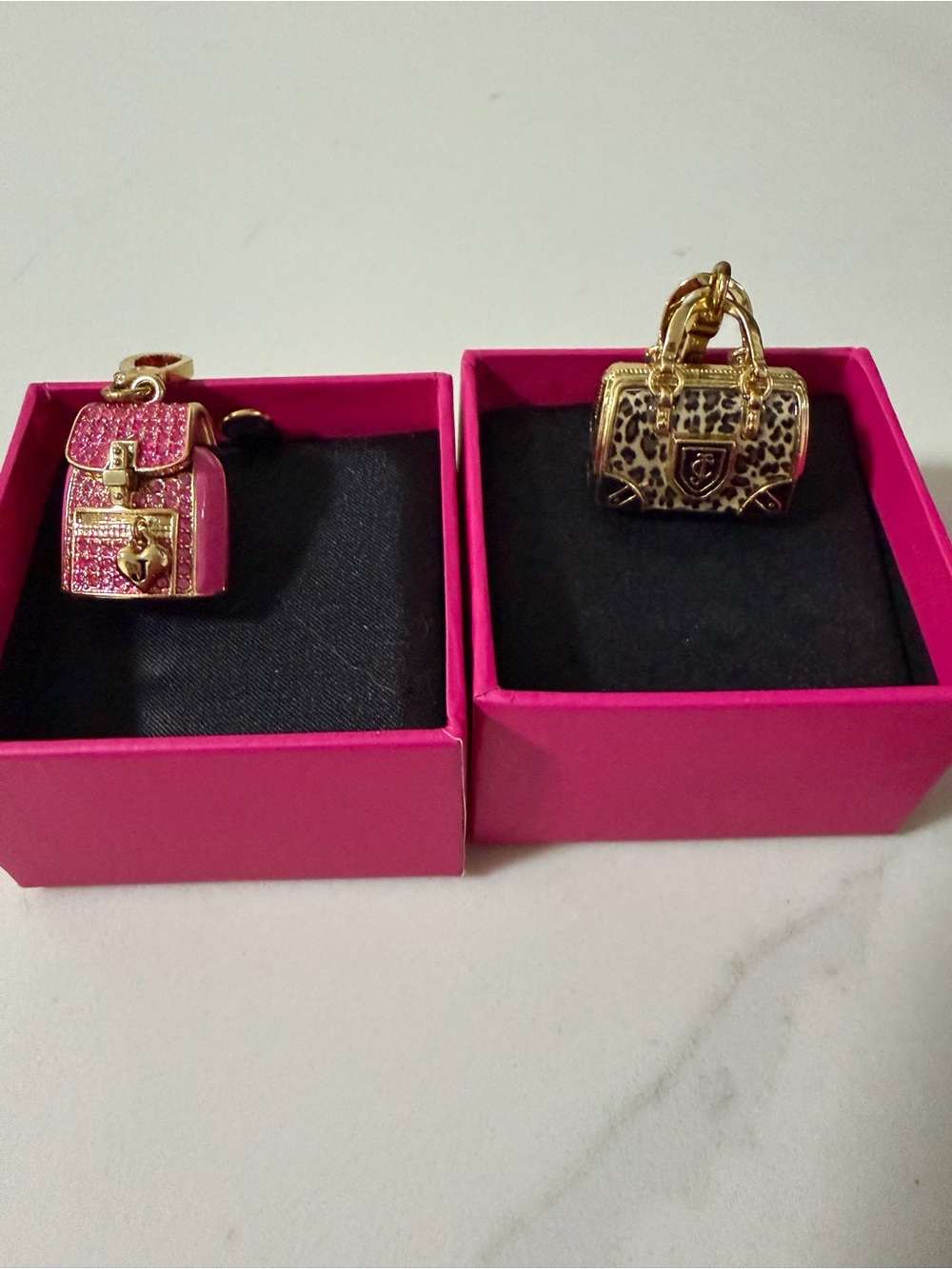 Juicy Couture Bag Charms (2) pink and leopard